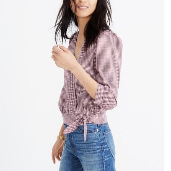 Madewell Gingham Wrap Top - Size Small - Excellent Condition - Picture 1 of 6